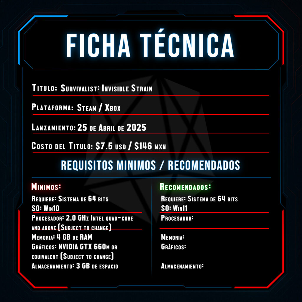 Survivalist Invisible Strain Ficha Tecnica